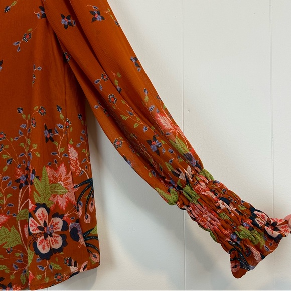 Anthropologie Floral Chiffon Blouse Size S - Picture 7 of 11